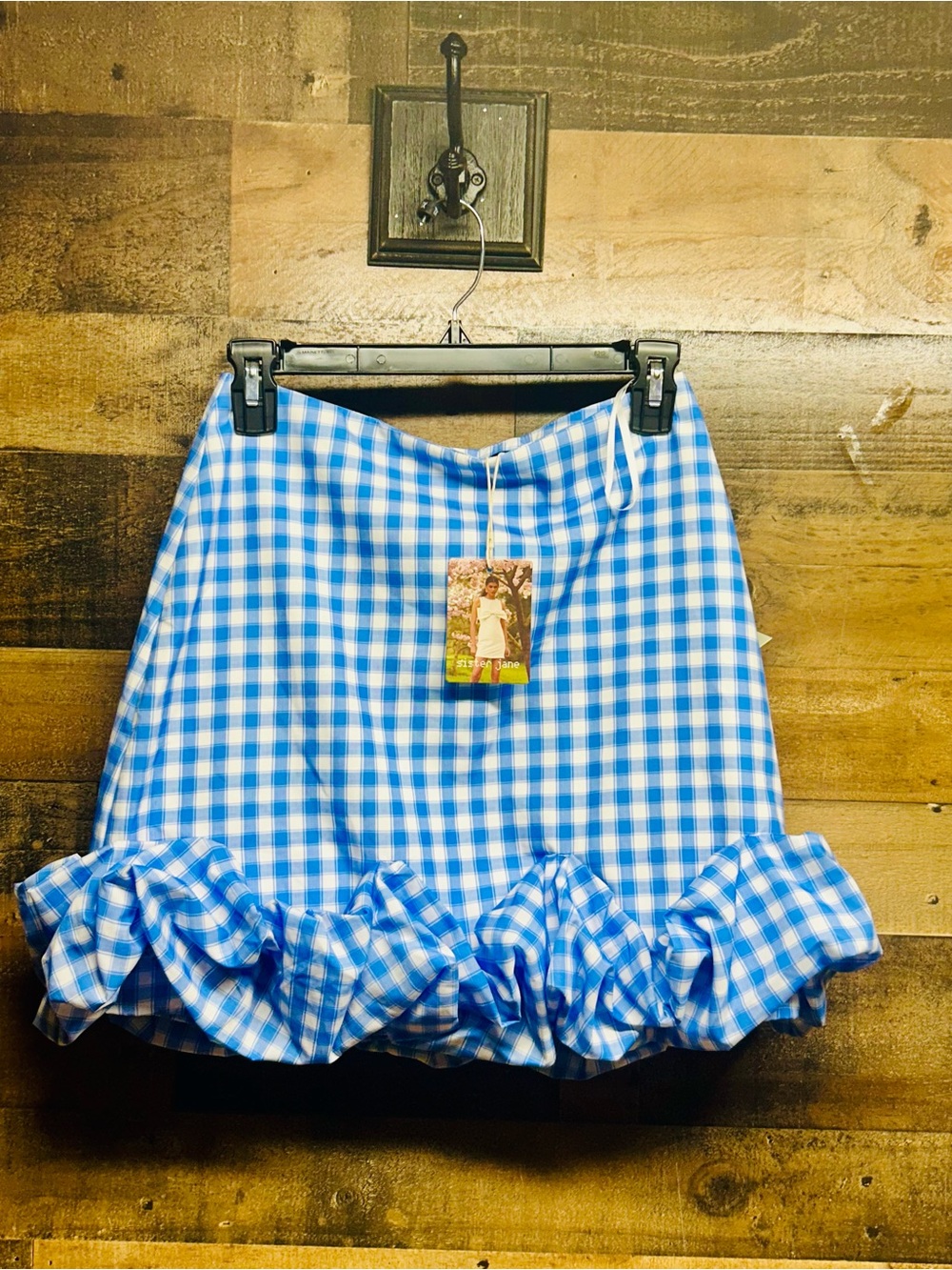 Sister Jane Blue Gingham Ruffle Mini Skirt